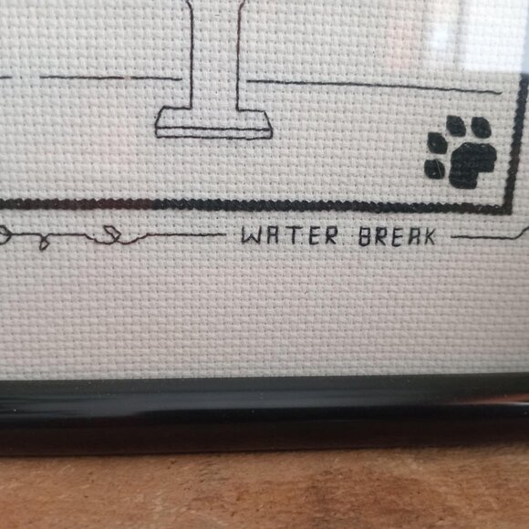 Black Cat Bathroom Art, Toilet Water Break, Vintage Completed Cross-Stitch - Picture 3 of 5